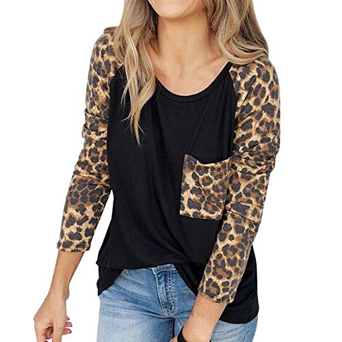 Preisvergleich Produktbild TianWlio Frauen Langarmshirt Bluse Hoodie Pullover Langarmshirt Kapuzenpullover Sweatshirt Herbst Mode Langarm Leopard Drucken Lässig Pullover Tops Lose Bluse Shirt