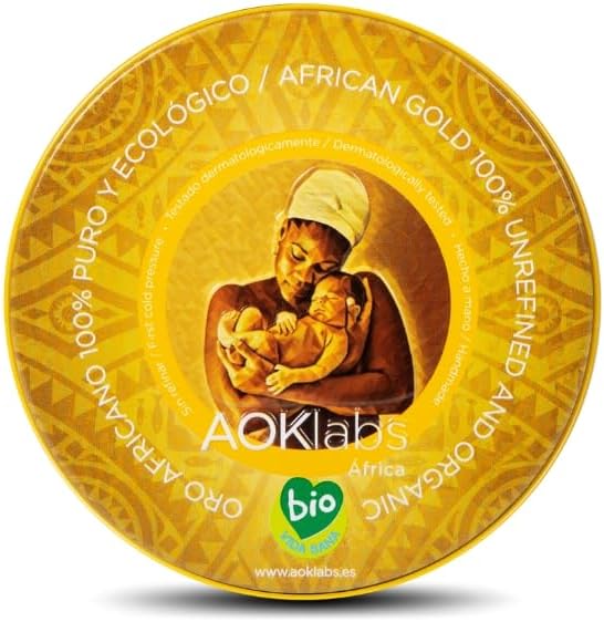 AOKlabs - Oro Africano | SIN REFINAR, PURO, ECOLÓGICO | Manteca de Karité 100% Natural | HIDRATANTE Y REGENERATIVO | Cuidado Integral Piel | CARA CUERPO Y CABELLO | (200 ml)