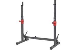 ALLINLIFE Soporte Barra Pesas,Rack Musculación Soporte Sentadillas,Estante de Sentadillas Ajustables en 12 Alturas,Fabricado en Acero Soporte Barra Pesas,Soporte de Levantamiento Gimnasio Max 200 KG