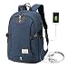 Produktbild UBaymax Anti-diebstahl Laptop Rucksack mit USB Ladeanschluss, 15,6 Zoll Wasserdicht Canvas Schulrucksack Daypack, Unisex Business Reise Schule Notebook Rucksack für Herren Damen (2-Blau)