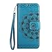 Produktbild Huawei Honor 6C Hülle,Surakey Huawei Honor 6C Tasche Leder Flip Case Brieftasche Etui Schutzhülle,Henna Mandala Blumen Muster PU Leder Flip Hülle Handytasche für Huawei Honor 6C, Blau