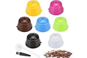 SCHYIDA 7 PCS Dosettes de café réutilisables, Filtres à Café Non Jetables, capsule de café rechargeable, Sans BPA, Compatibles avec Machines Nescafe Dolce Gusto, avec cuillère et brosse