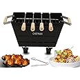 Chefman Small Charcoal Grill Barbeque with 4 Skewers, 1 Grill 1 Tong cooking/outdoor parties/picnic/Grilling food For Healthy Grilling Food