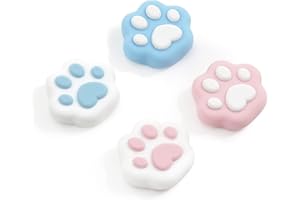 DLseego 4PCS Manette Analogique en Silicone Souple pour Contrôleur Switch OLED, Cute Patte de Chat Thumb Grips Caps Compatible avec la Switch/Switch Lite Joycon, Rose & Bleu