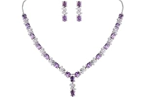 Clearine Women's Wedding Bridal Cubic Zirconia Infinity Y-Shape Necklace Dangle Earrings Set