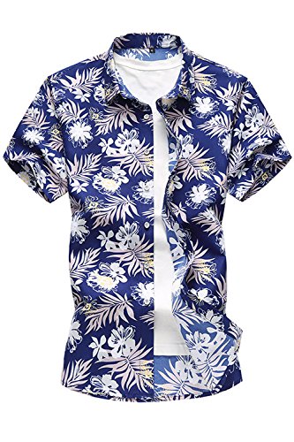 Jumojufol Los Hombres Tropcial Causal Flor Imprimir Botón Abajo Camis