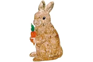 Crystal Puzzle | królik 3D brązowy | przezroczyste wzornictwo | 41 części | zestaw do montażu dla dzieci i dorosłych | HCM Kinzel