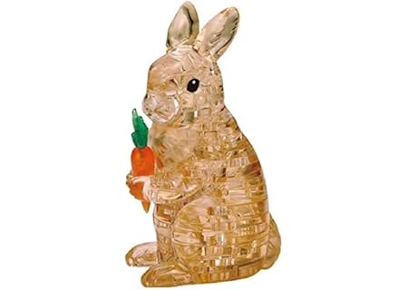 Kristallpussel | 3D-kanin brun | transparent design | 41 delar | byggsats för barn och vuxna | HCM K - Amazon Deal & Rabatt