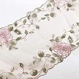Farbe: Hellrosa AiCheaX Lace Crafts - 2 Yards Lace Trim Exquisite Rosenblüten Bestickte Tüllspitze 10,23 Zoll breit - (Farbe: Hellrosa)