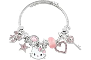 Hanaoops Braccialetti Bambina Donna, Gatto Cartoon Ciondoli Carini Bracciale, Anime Bracciale da Donne con Ciondolo, Regolabile Braccialetto Amicizia Gioielli Regali per Bambini Ragazze