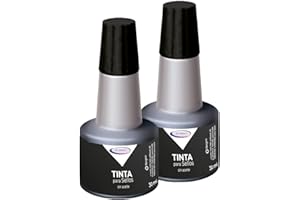JP-JORPAY Tinta para Sellos - Tampón Tinta Sello - Distintos Colores - Rojo- Azul - Negro -Recambio de Tinta - 2 Botellas de 30 ml (Negro)