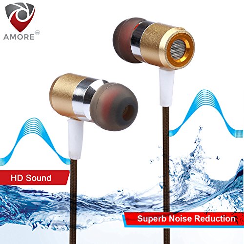 Amore Metal Earphone In Ear Headphones with Mic- Noise Cancelling Stereo Headset with Tangle Free Cables and HD Bass and Treble Compatible with Samsung, OnePlus, Motorola, Sony, LG, HTC, Lenovo, OPPO, Vivo, Microsoft, Nokia, Asus, Xiaomi, Coolpad, Micromax, Honor, Intex, Karbonn, Meizu, iBall, Lava, Huawei, and all other android mobile devices having 3.5mm Music Jack RS.299 (77.00% Off) - Amazon