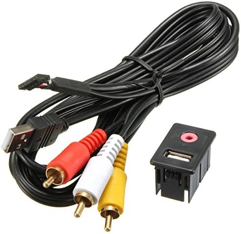 Universal Car Audio 3.5Mm 3 Rca Aux Usb Male Dash Flush Mount