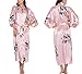 Produktbild Swallowuk Damen Elegant Morgenmantel Maxi mit Gürtel Lang Kimono Kleid Blumen Muster Bademantel Frauen Lange Robe Schlafmantel Girl Pajama Party (XL, Rosa)