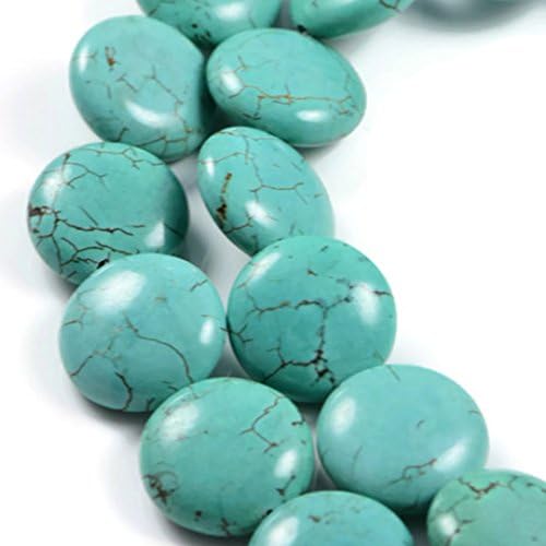 AqBeadsUk Semi-Precious Crystal Energy Stones with Natural Healing Power - Premium Genuine Dyde Turquoise 16mm Coin Gemstone Jewellery Making Beads on 16 inch Strand