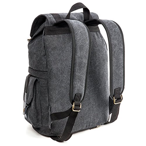 Evecase Verwandelbarer Schul- DSL-Kamera- Objektiv- Rucksack aus Leinen mit Regenschutz       schwarz  F  r Canon  Nikon  Sony  Fujifilm  Panasonic  P