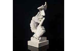 fazhongfa Ponder Statue-Silence is Gold Abstrakte Kunst Statue Modern Home Ornament Kreative Kunstharz Skulptur Ornament Arbeitszimmer Büro Regal Tischdekoration(Sandstein)