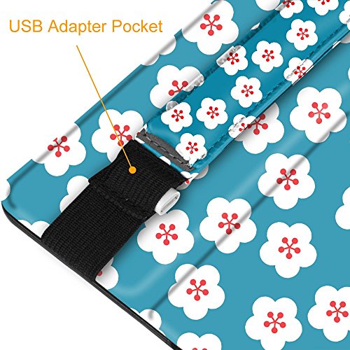 Fintie Apple Pencil Halter – Premium Kunstleder Hülle mit USB-Adapter-Tasche, kompatibel mit iPad Pro 9,7, iPad Pro 10.5 & iPad Pro 12.9 Schutzhüllen, Fleur bleu - 4