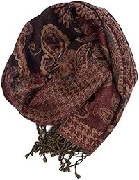 Bufanda Pashmina de Punja, India, calentita y elegante, estampado Paisley, 160x35 cm - 100% lana