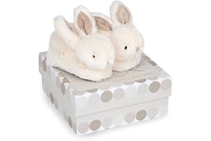 Doudou Et Compagnie - Coffret Chaussons Avec Hochet Taupe - Lapin Bonbon - De 0 Ã€ 6 Mois - Doux Et Chaud - Idée Cadeau Naissance Fille Et Garçon - DC1310