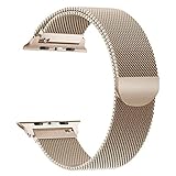 Geeignet für Apple Watch 42mm Armband, BIFY Armband, Edelstahl Smart Armband, Einzigartige magnetische Schnalle, Keine Schnalle, passend für Apple Watch Armband Serie 3/2/1 Armband (Gold)