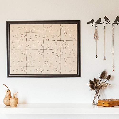 Hochzeit Puzzle zum Bemalen im Bilderrahmen aus Echtholz – Puzzle zum Aufhängen mit 48 Teilen – Originelles Hochzeitsgeschenk- Kreative Idee für ein Gästebuch – 65 cm x 50 cm x 2 cm - 2