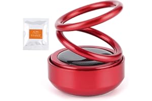 YUECOOM Solar Power Car Aroma, Car Air Freshener Solar Energy Rotating Aromatherapy Diffuser W/Double Ring for Car Interior Autorotation Decoration(Red)