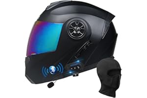 BYGMWEP Klapphelm mit Bluetooth, Integriert Motorradhelm, ECE Zertifiziert Integralhelm mit Doppelvisier, mit Eingebautem Mikrofon für Automatische Reaktion, für Erwachsene Frauen Männer