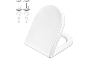 GRIFEMA G951 Abattant WC Premium - Résine UF Antibactérien et Inrayable - Ne Jaunit Pas - Finition Céramique - Fermeture Silencieuse - Dégagement Rapide Nettoyage Facile - Forme D[Exclusivité Amazon]