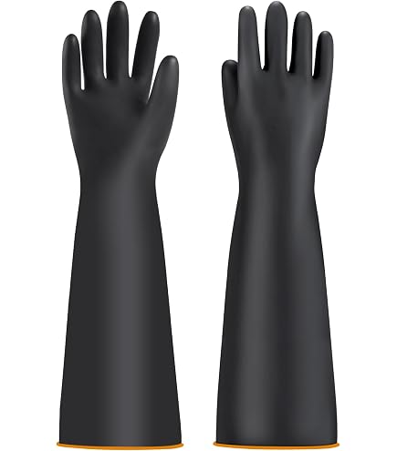 Deltaplus LA60010 Guanti In Lattice Professionali, Lunghi 60 Cm, Taglia XL (10/11), Nero, Certificati CE, EN388, EN374