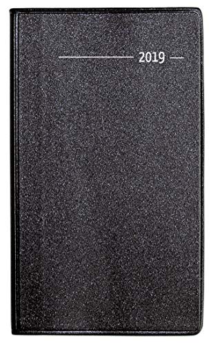 Taschenplaner metallic schwarz 2019 - Bürokalender / Taschenplaner (9,5 x 16) - 32 Seiten - mit Registerschnitt - separates Adressheft