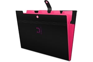 Expanding File Folder, HAISSKY A4 Letter Paper Pockets Accordion Document Bag Organizer Wallets Files Folders with Buckle Closure for School Office, 5 Pockets