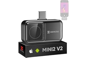 Termocamera HIKMICRO Mini2 V2 per Android/iOS, risoluzione IR 256×192, telecamera termica, SuperIR 512×384, supporta iPhone 15/16/17, 25Hz, porta USB-C/Lightning(Nessun accessorio)