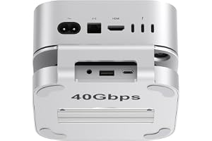 Qwiizlab 40 Gbps Mac mini M4/M4 Pro stativhub med USB4 NVMe SSD-hölje, USB-C-värd, 3 USB-A 2.0, 3,5 mm ljud, stöder M.2 PCIe