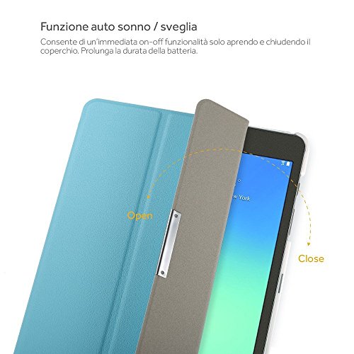 EasyAcc Samsung Galaxy Tab A 9.7 Hülle Schutzhülle T550 Case Hochwertiges PU Leder Etui – mit Standfunktion und Automatischem Schlaf Funktion für Samsung Galaxy Tab A T550N/T555N 24,6 cm (9,7 Zoll) Tablet-PC (Hellblau, Kunstleder, Ultra Dünn) - 6
