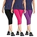 Rooliums Woman Super Fine Cotton Lycra Capri Combo Pack Of 3 (Black, Pink and Purple) - Free Size RS.529.00