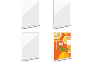AGHOER Acryl Aufsteller, A5 Acryl Schilderhalter, 4 Stück Tischaufsteller, Akryl Tischaufsteller,Werbeaufstellerfür Restaurants Speisekarten Dokumente Büro