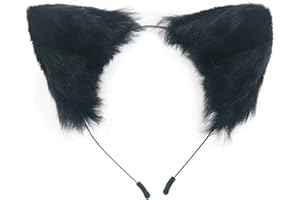 PPFINE Copricapo fatto a mano con orecchie di gatto, lupo, volpe, accessori per costume di Halloween, Natale, cosplay