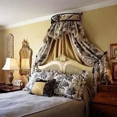 KQCNIFVNKLM Princess bed canopy,European-style wrought-iron netting bedding crown princess princess bedside decorative stand mosquito net single-track cloth display-A