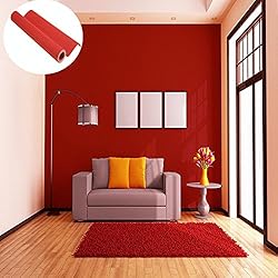 45cmx10M Imperméable Papier Peint Auto-Adhésif Trompe l'oeil Stickers Autocollant Muraux Décoration Murale pour Chambre Salon Meuble, Rouge