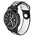 Produktbild teepao für Samsung Gear S3 Classic/Frontier Bänder Soft Silikon Ersatz-Band für Gear S3 Watch Band, atmungsaktiv, Universal, 22 mm Uhrenarmband für Gear S3 Classic/Frontier Stein mit Ticwatch schwarz / weiß