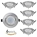Produktbild HCFEI 6er set Dimmbar LED Einbaustrahler 230V Flach nur 25mm 120°Abstrahlwinkel rund inkl. 6 x 5W LED Modul Warmweiss 3000K, 430Lumen, Ra >80, Dimmbar, Loch 70mm, Schwenkbar