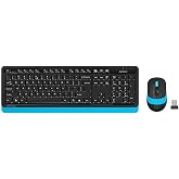 A4 Tech FG1010 2.4G Q Turkish FN-Multimedia Keyboard+Optical 2000DPI Mouse Black/Blue Wireless Set