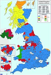Westminster Parliamentary Constituencies - Colour Map - Matt Paper ...