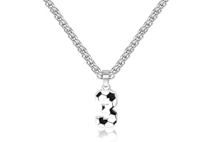 Lantine Collana con numero di calcio per ragazzi n. 1-100 numero ciondolo in acciaio inox numero catena 55 mm catena calcio regali per ragazzi e ragazze