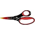 FISKARS Big Kids Scissors for Ages 8+, Bright Shiny Handle, Longer Blades for Advanced Cutting, Ergonomic Design, Right-Handed, Ombre Red and Black, Made in Finland, 15cm