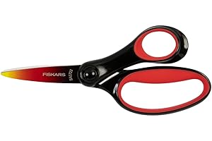 Fiskars Ciseaux pour Enfants, Ciseaux pour grands enfants de 8 à 11 ans, Droitier, SoftGrip, Longueur : 15 cm, Aspect ombré, Rouge, 1067853