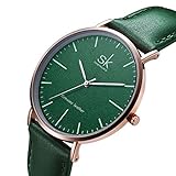 SSQ-CXO Quarzuhr der Frauen, Art- und Weisemineralglas-Spiegel-Runde Legierungs-Skala-Lederband-Edelstahl-Boden-Abdeckungs-Wasserdichte Uhr