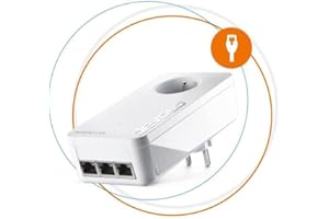 devolo Magic 2 LAN Triple Adaptateur d'extension : 1x Adaptateur CPL, Prise Gigogne (2 400 Mbits, 3x Gigabit Ethernet), idéal pour gaming et streaming, prise française