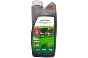 VINDI JARDIN - CROQ'MOUSSE des gazons – Engrais liquide organo-minéral 3 en 1 – Pelouse « sans mousse/+verte/+dense » - bidon 1L – Traitement pour 100m2 – Fabrication Française.